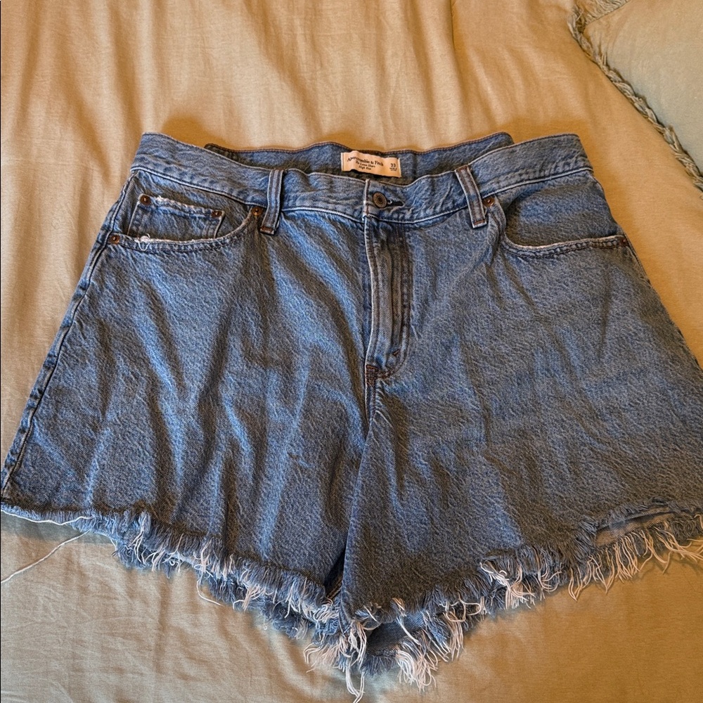Abercrombie & Fitch Light Blue Frayed Hem Denim Cutoff Shorts